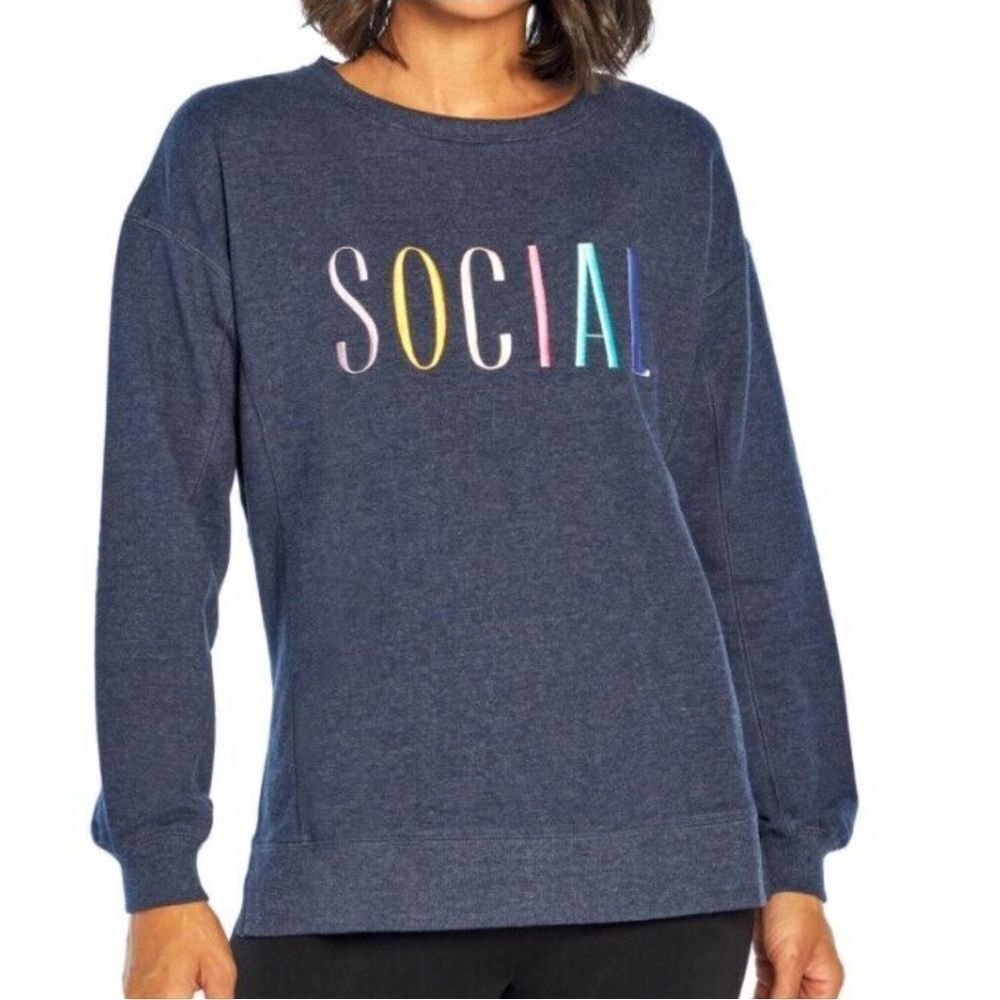 Wildfox Navy Blue Social Crewneck Sweatshirt Women’s Medium